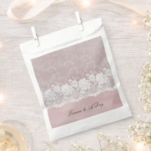 Sachets En Papier Rose romantique Blush Rose Blanche dentelle Mariag