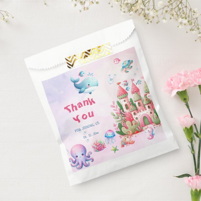 Sachets En Papier Rose Sous Le Baby shower Sea Girl (Scellé)