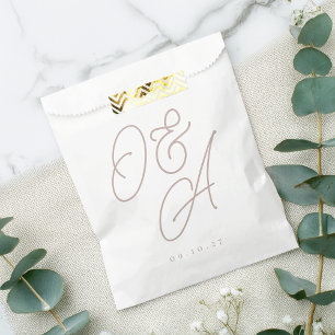 Sachets En Papier Rose Taupe Mariage de monogramme de filigrane de