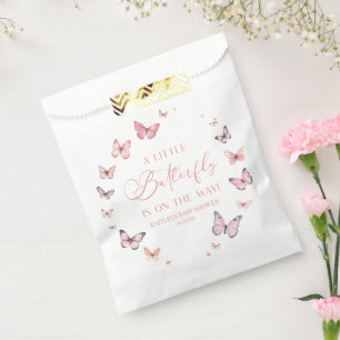 Sachets En Papier Rose Un Petit Papillon Sur Le Chemin Baby shower
