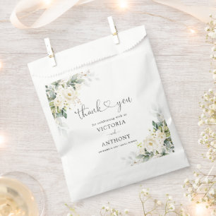 Sachets En Papier Roses blanches Fête des mariées florale Favoriser 
