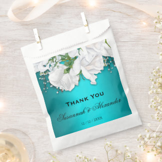 Sachets En Papier Roses blanches romantiques et Mariage Aqua