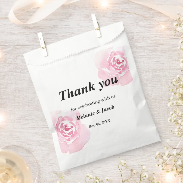 Sachets En Papier Roses d'aquarelle rose (Coupé)