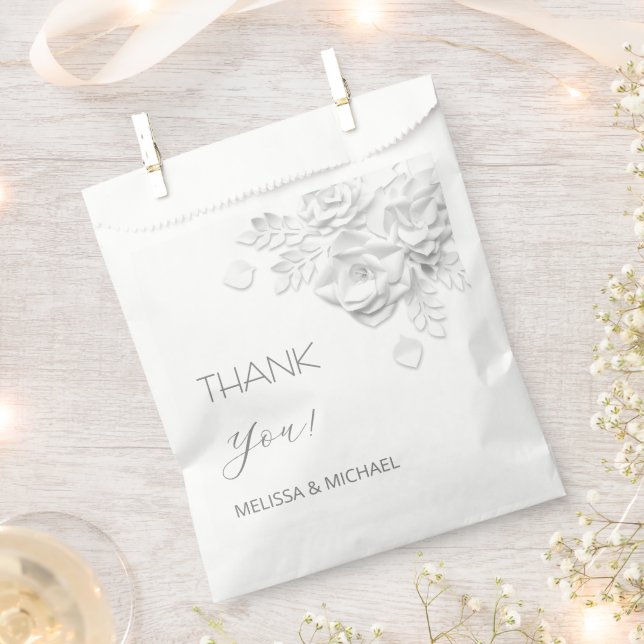 Sachets En Papier Roses découpées en 3D pour remerciement de mariage (Coupé)