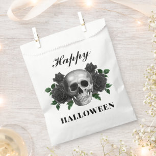 Sachets En Papier Roses noirs gothiques et crâne heureux Halloween