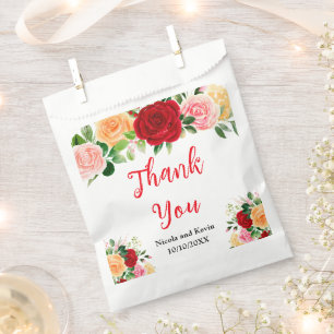 Sachets En Papier Roses rouges et orange romantiques