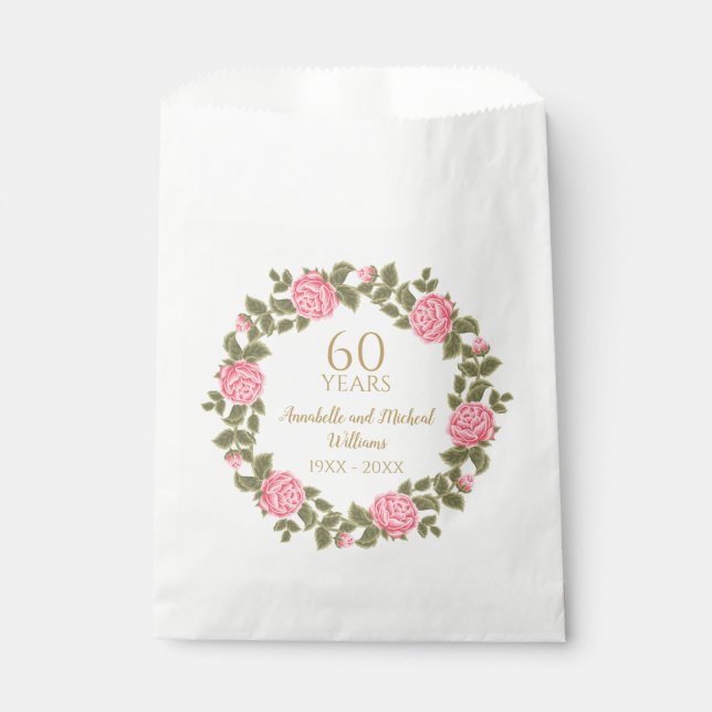 Sachets En Papier Roses SAUVAGES Floral Garland 60E ANNIVERSAIRE DU  (Devant)
