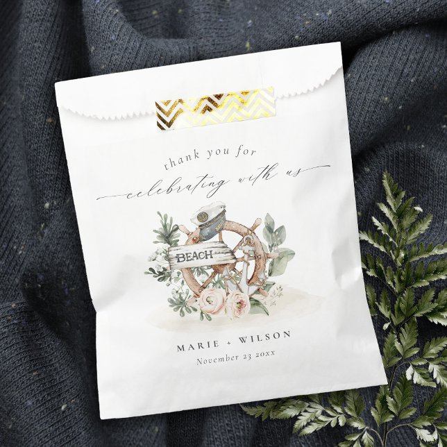 Sachets En Papier Roue d'Ancre nautique rustique Mariage floral feui (Créateur téléchargé)