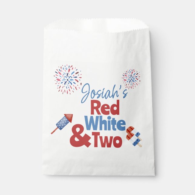 Sachets En Papier Rouge blanc et fête d'anniversaire (Devant)