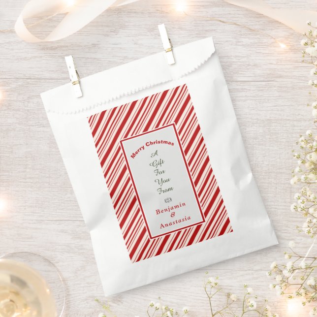 Sachets En Papier Rouge Blanc Joyeux Noël Favoriser Personnaliser (Coupé)