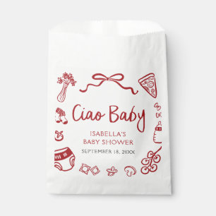 Sachets En Papier Rouge Italien Main Tirée Pizza Ciao Baby shower bé
