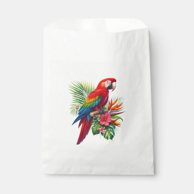 Sachets En Papier Rouge macaw tropical floral (Devant)