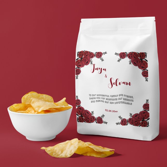 Sachets En Papier Rouge Rose Floral thème Mariage (perfect red rose floral theme wedding favor bags)