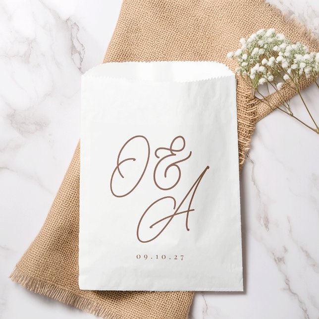 Sachets En Papier Rouille | Mariage de monogramme de filigrane de sc (Créateur téléchargé)
