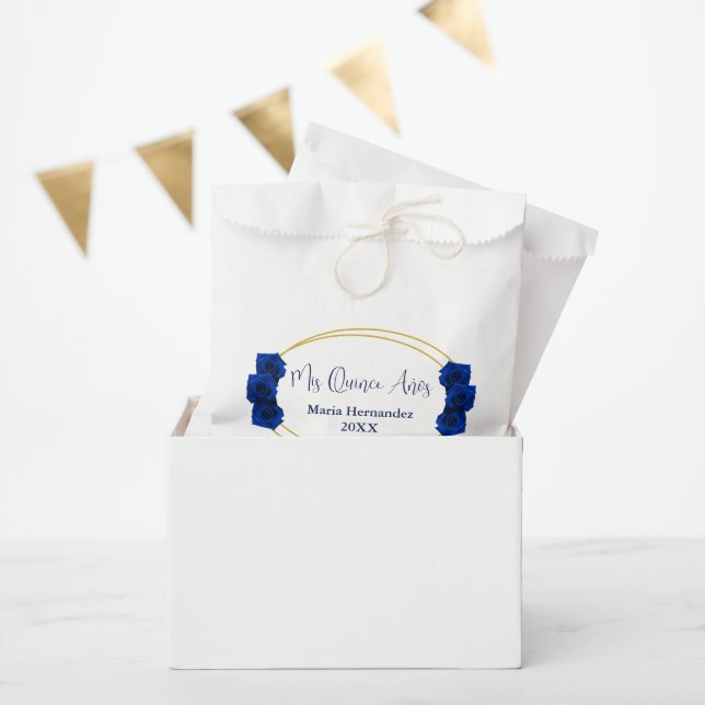 Sachets En Papier Royal Blue et Gold Geometry Quinceañera (Fête)