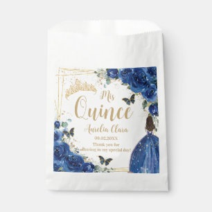 Sachets En Papier Royal Blue Floral Princess Gold Quinceañera 16 15
