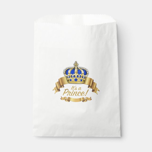 Sachets En Papier Royal Blue Gold Prince Baby shower (Devant)
