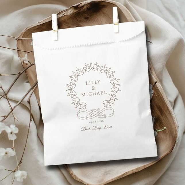 Sachets En Papier Royal, Elegant, "Best Day-Ever" Mariage (Customer-specific, elegant, royal, crest Wedding Favor Bags with your name & date. )