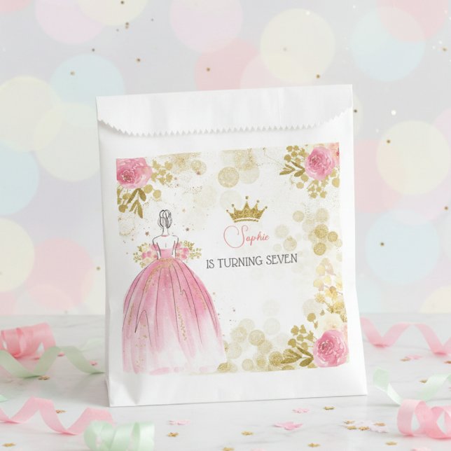 Sachets En Papier Royal fête rose princesse anniversaire (Créateur téléchargé)