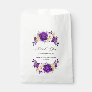 Sachets En Papier Royal violet violet or Floral Mariage botanique