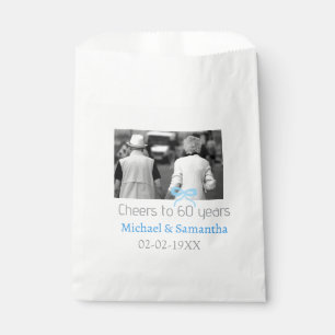 Sachets En Papier ruban ARGENT pour 60 ans de mariage 