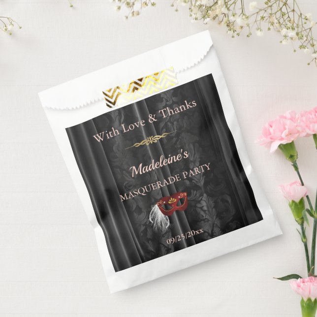 Sachets En Papier Ruby Red Masquerade Black Damask Or  (Scellé)