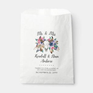 Sachets En Papier Russe Floral Vache Crâne Aquarelle Boho Mariage