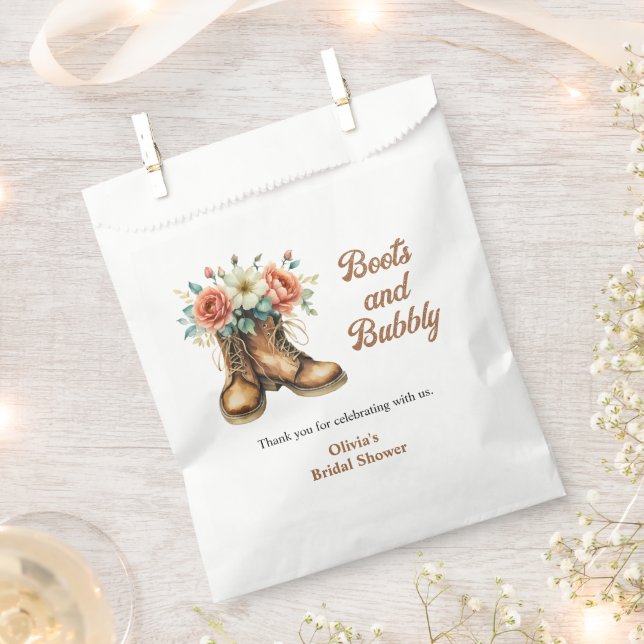 Sachets En Papier Rustic Boots and Bubbly Western Bridal Shower  (Coupé)