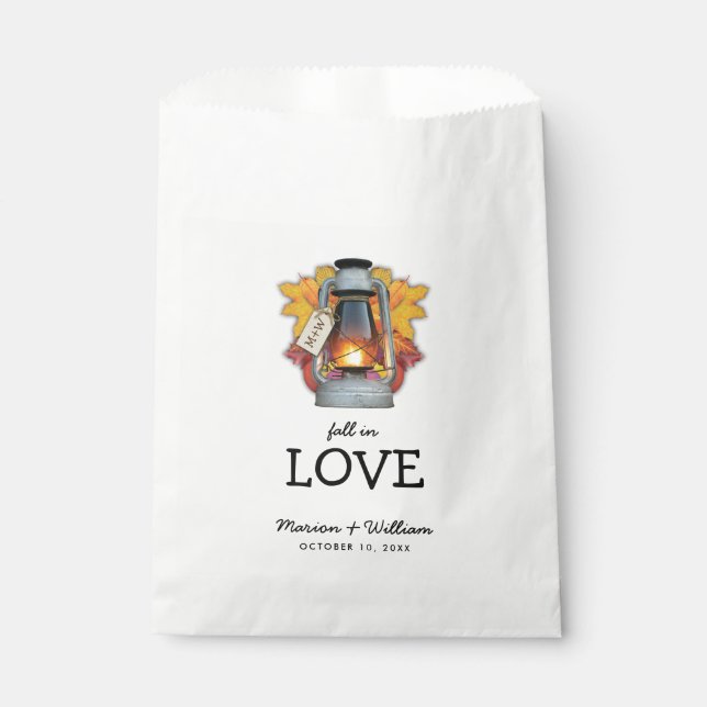 Sachets En Papier Rustic Fall in Love Automne quitte Mariage (Devant)