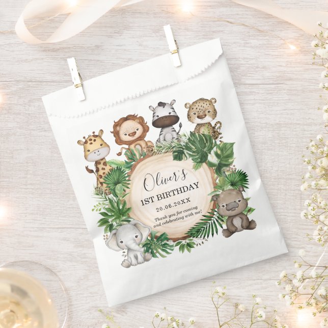 Sachets En Papier Rustic Jungle Safari Animaux Tropical Birthday (Coupé)