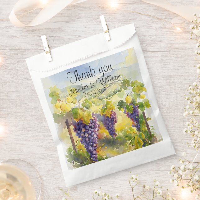 Sachets En Papier Rustic Vineyard Grapes Lemons Italy Wedding   (Coupé)