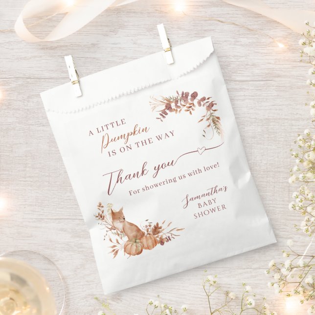 Sachets En Papier Rustic Woodland Fox Pumpkin Thank You (Coupé)