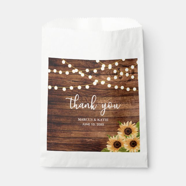 Sachets En Papier Rustic Woods et Mariage des tournesols (Devant)