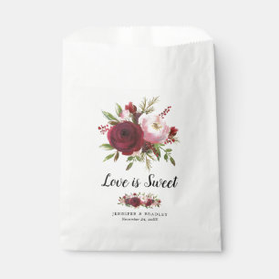 Sachets En Papier Rustique Bourgogne Blush Flowers Mariage bonbon