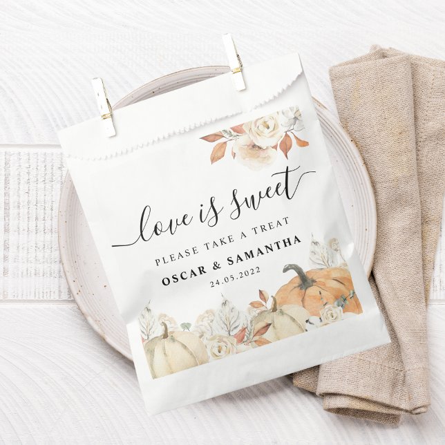 Sachets En Papier Rustique Citrouilles et fleurs d'automne (Créateur téléchargé)