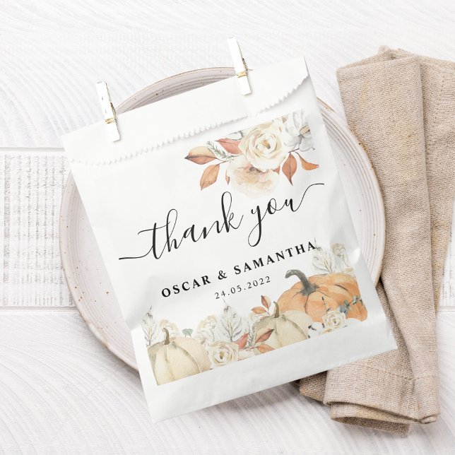 Sachets En Papier Rustique Citrouilles et fleurs d'automne (Créateur téléchargé)