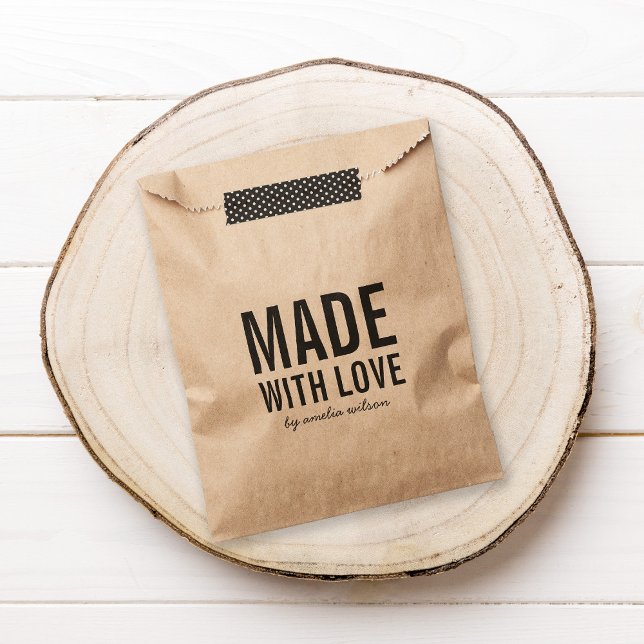 Sachets En Papier Rustique Élégant Authentique Fait avec Amour (Créateur téléchargé)