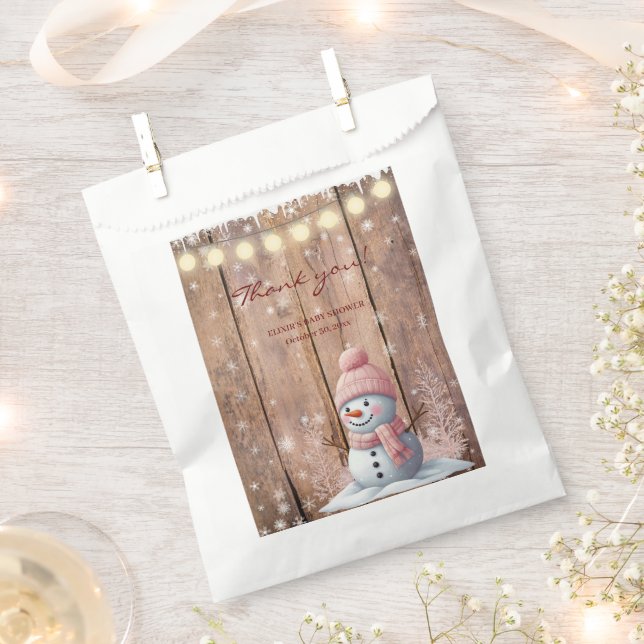 Sachets En Papier Rustique moderne Elegant Baby shower Snowman (Coupé)