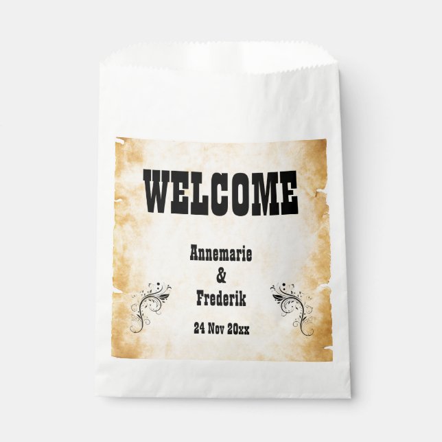 Sachets En Papier Rustique, Parchemin Vintage (Devant)
