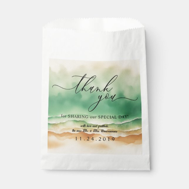 Sachets En Papier Sable de mer d'été signature d'Ocean Beach (Devant)