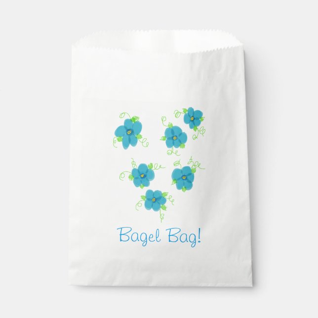 Sachets En Papier Sac à Bagel Floral Bleu (Devant)