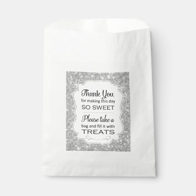 Sachets En Papier Sac à bonbons Argent Sparkle Bar Buffet Mariage Fa (Devant)