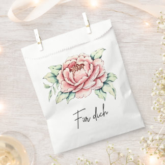 Sachets En Papier Sac à cadeau aquarelle rose pivoine