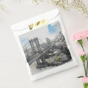 Sachets En Papier Sac à faveur du pont de Brooklyn à l'aquarelle – A