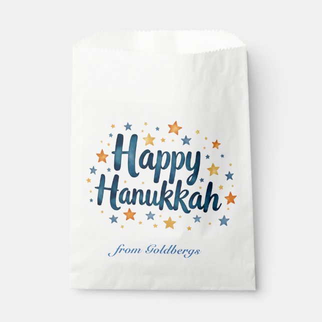 Sachets En Papier Sac à favours joyeux Hanukka 🕎 (Devant)