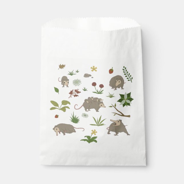 Sachets En Papier Sac à Thème Opossum Blanc pour Fête Champêtre et C (Devant)