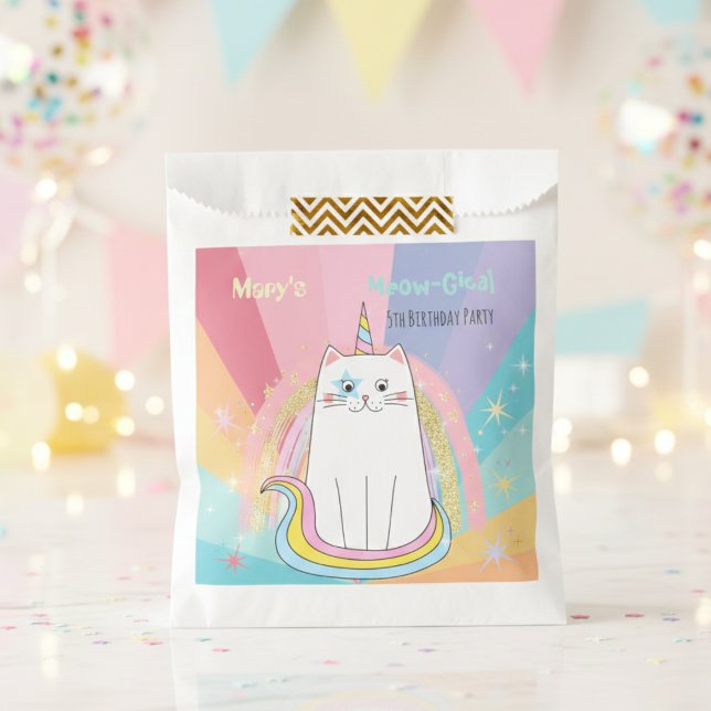 Sachets En Papier Sac cadeau d'anniversaire Meow-Gical Caticorn (Créateur téléchargé)