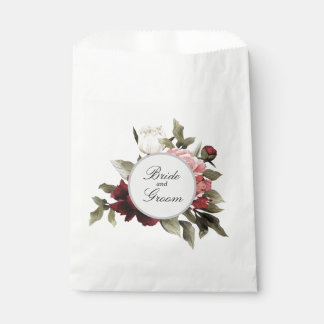 Sachets En Papier Sac-cadeau de bouquet de pivoines Bourgogne et Blu