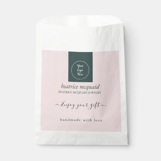 Sachets En Papier Sac cadeau simple moderne rose blush votre logo (Devant)