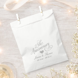 Sachets En Papier Sac de cadeau de 25e anniversaire de mariage argen